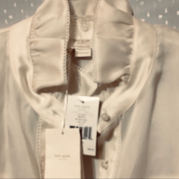 Kate Spade New Blouse Silk Organza Cream Size 10 - Picture 3 of 7